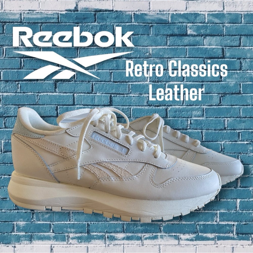Reebok Retro Classic Leather Joggers In White With Powder‎ Blue Accents Size 9
